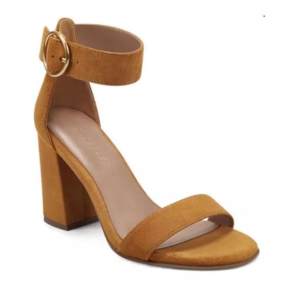 Aerosoles Lawrence Tan Faux Suede Women’s Buckle Block Heeled Sandal Size 9.5 - Picture 1 of 16